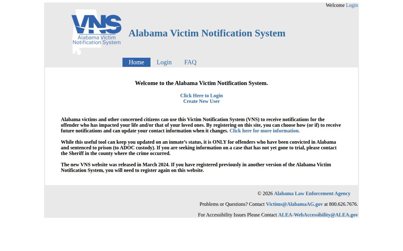 Dale County VINELink release check Alabama Victim Notification System coverage